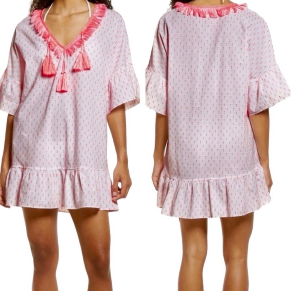 New Lilly Pulitzer Kipper Swim Coverup Tangelo Neon Clip Dot Large/Extra Large